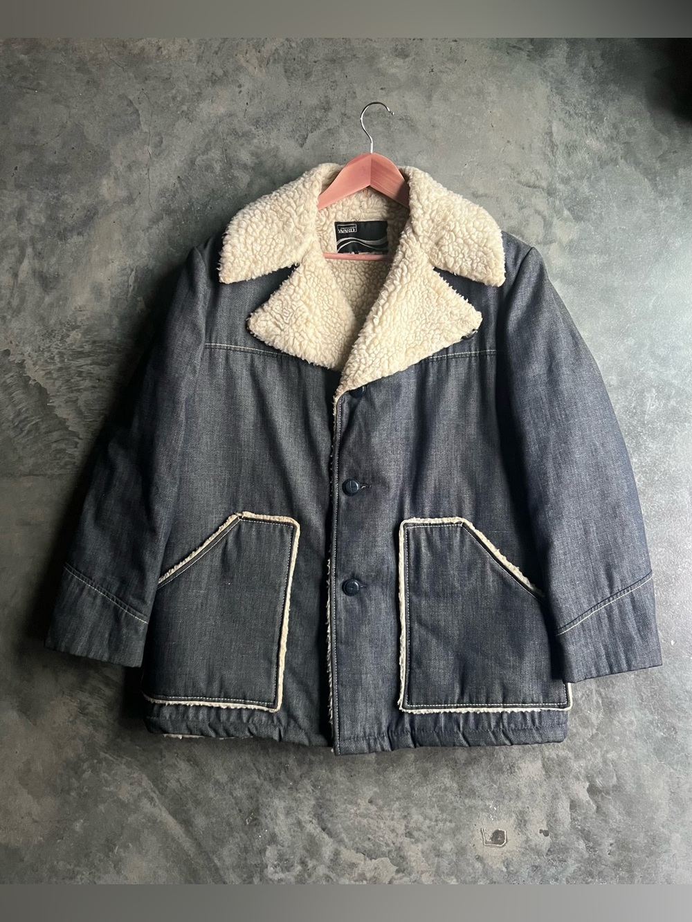 Vintage 1970’s Montgomery Ward denim sherpa-lined ranch coat size L